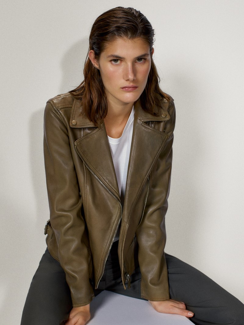 Кожаная косуха massimo Dutti