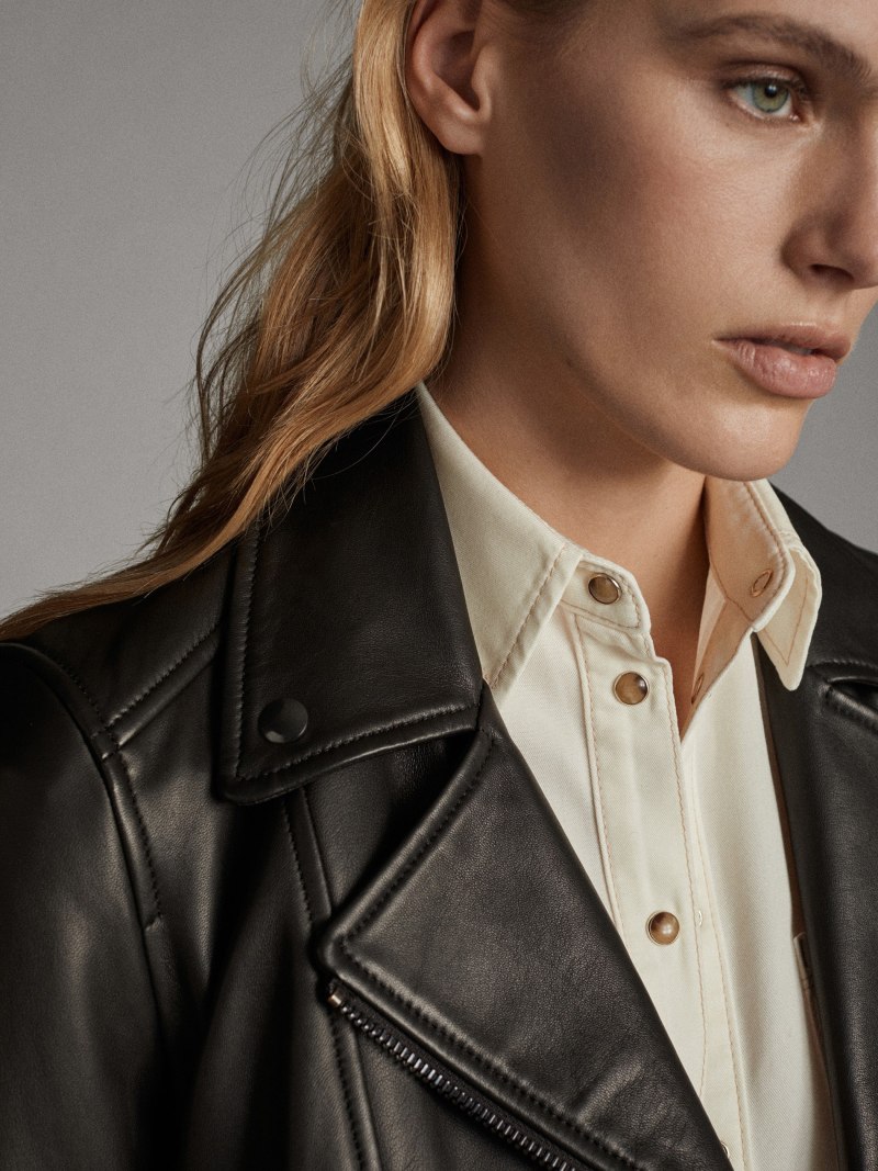Кожаная косуха massimo Dutti