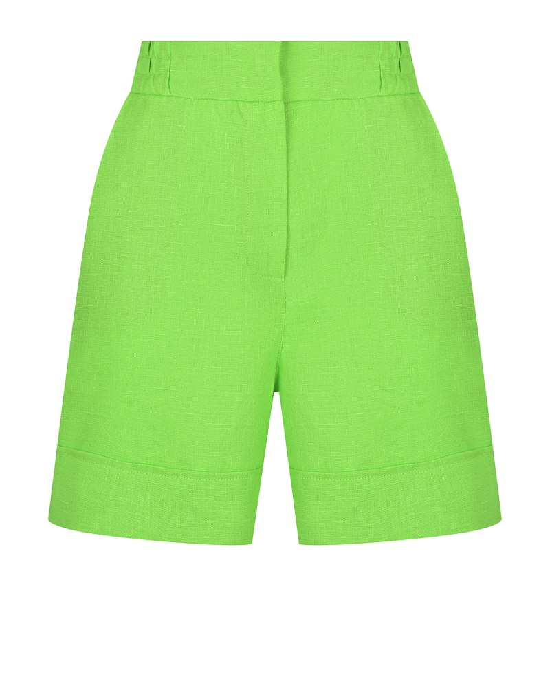 Зеленые льняные шорты Benetton