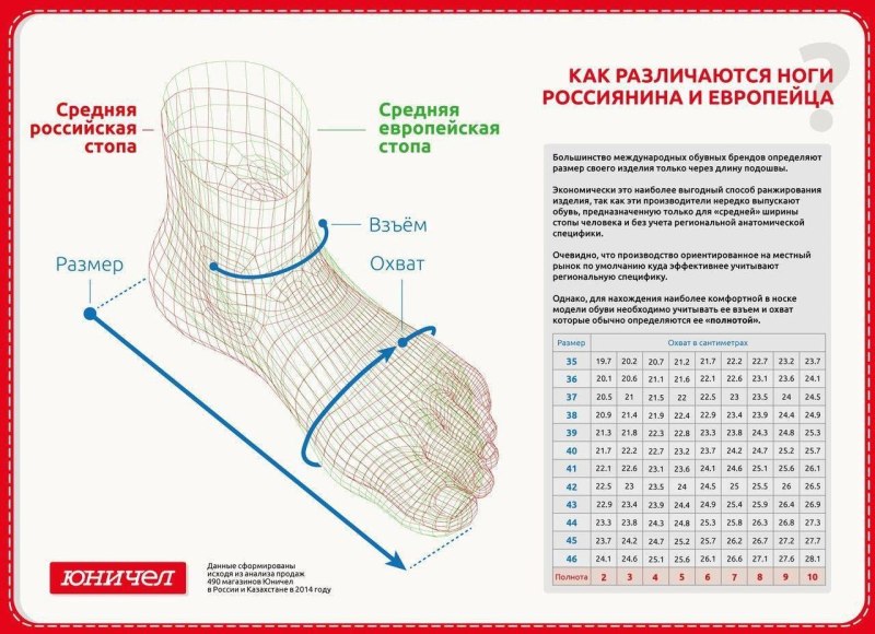 Полнота обуви таблица женская д4 взрослая
