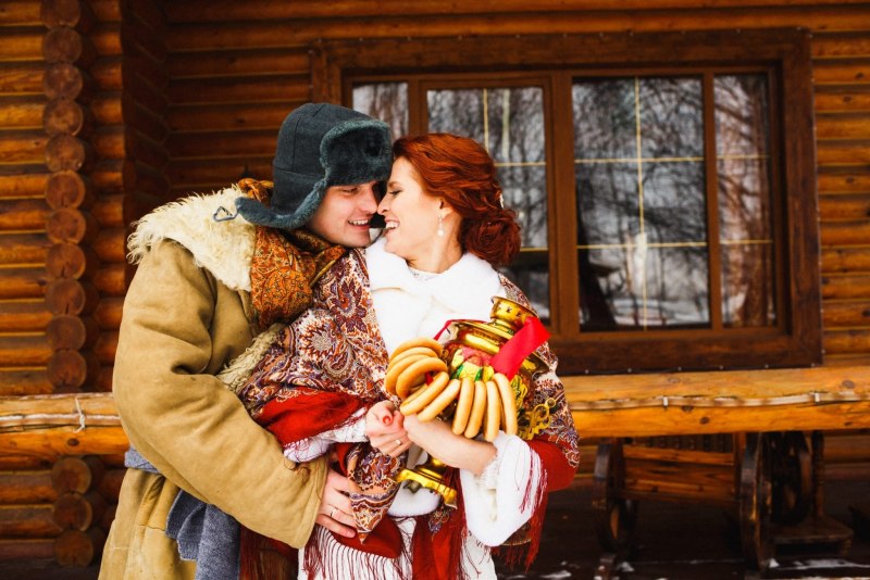Фотосессия в русском народном стиле зимой