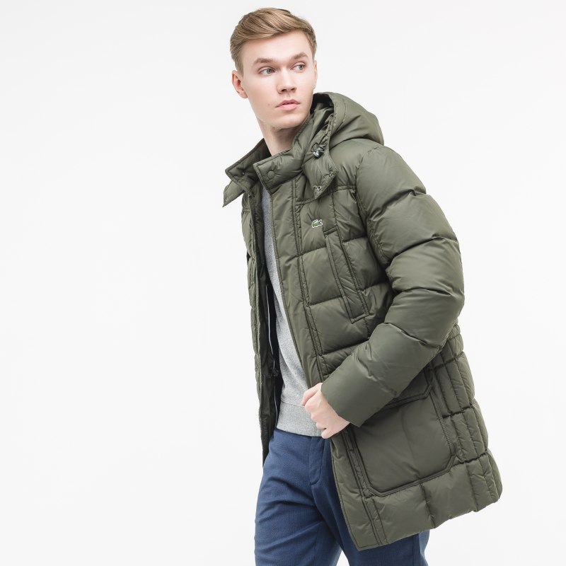 Lacoste пуховик мужской зеленый