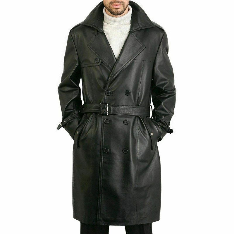 Мужской чёрный плащ Trench Coat