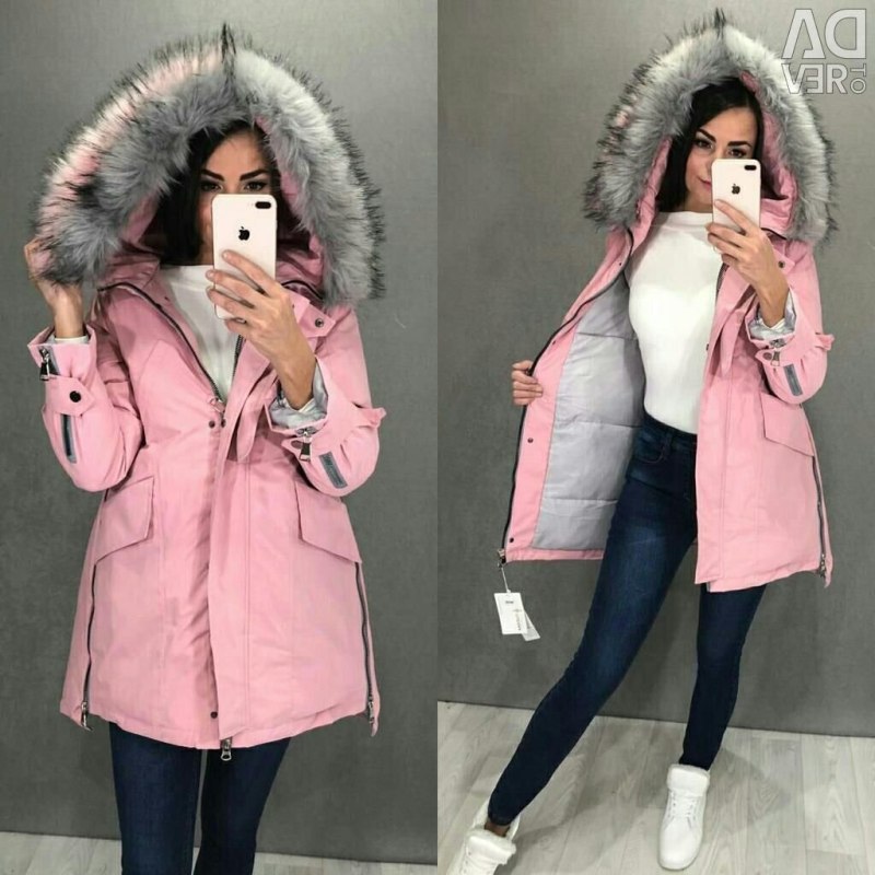 Куртка розовая женская мех