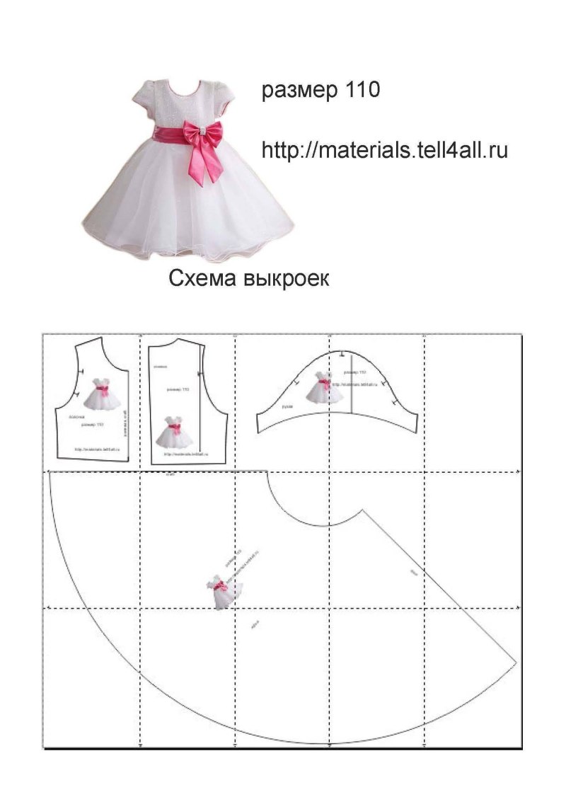 Выкройка платья для девочки 1 годик