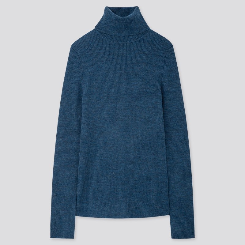 100% Extra Fine Merino Ribbed Turtleneck Jumper