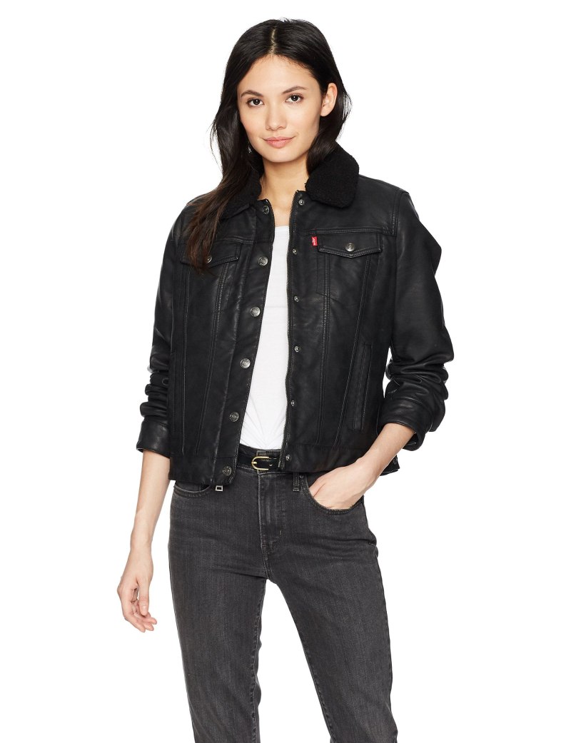 Levi's Black Leather Trucker Jacket