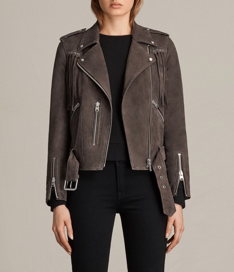 All Saints Goat Suede Leather Jacket