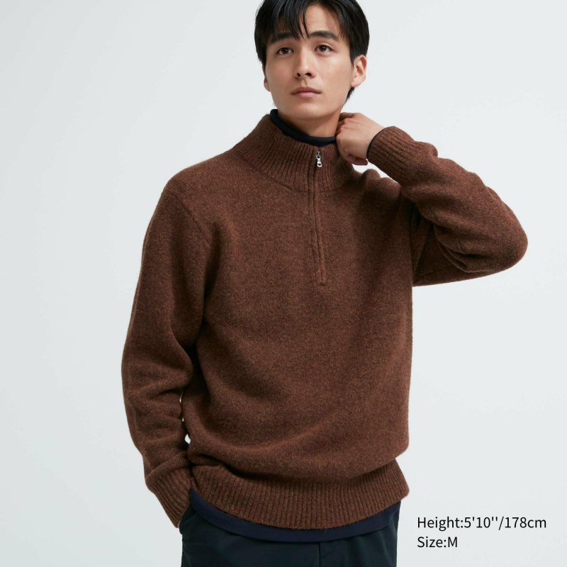 Мужской шерстяной свитер Uniqlo коричневый