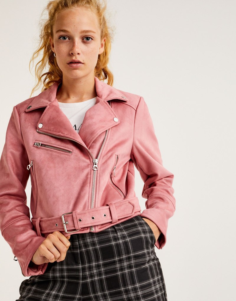 Кожаная куртка Pull and Bear женская