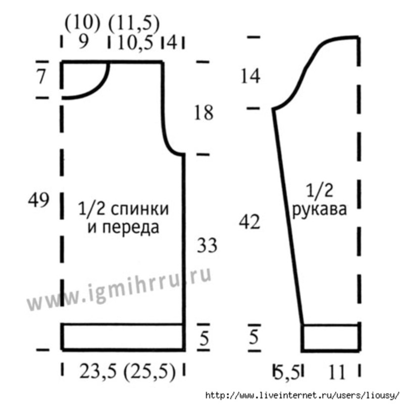 Выкройка вязаной кофты 48 размера крючком