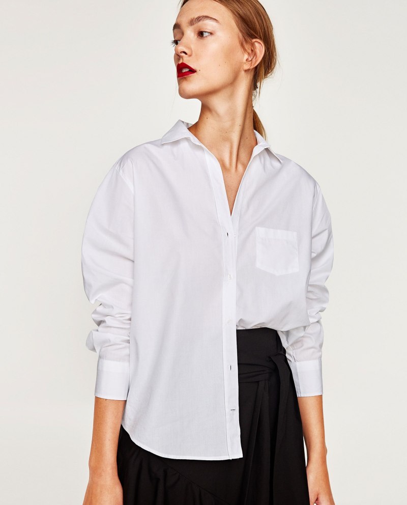 Белая рубашка Zara оверсайз