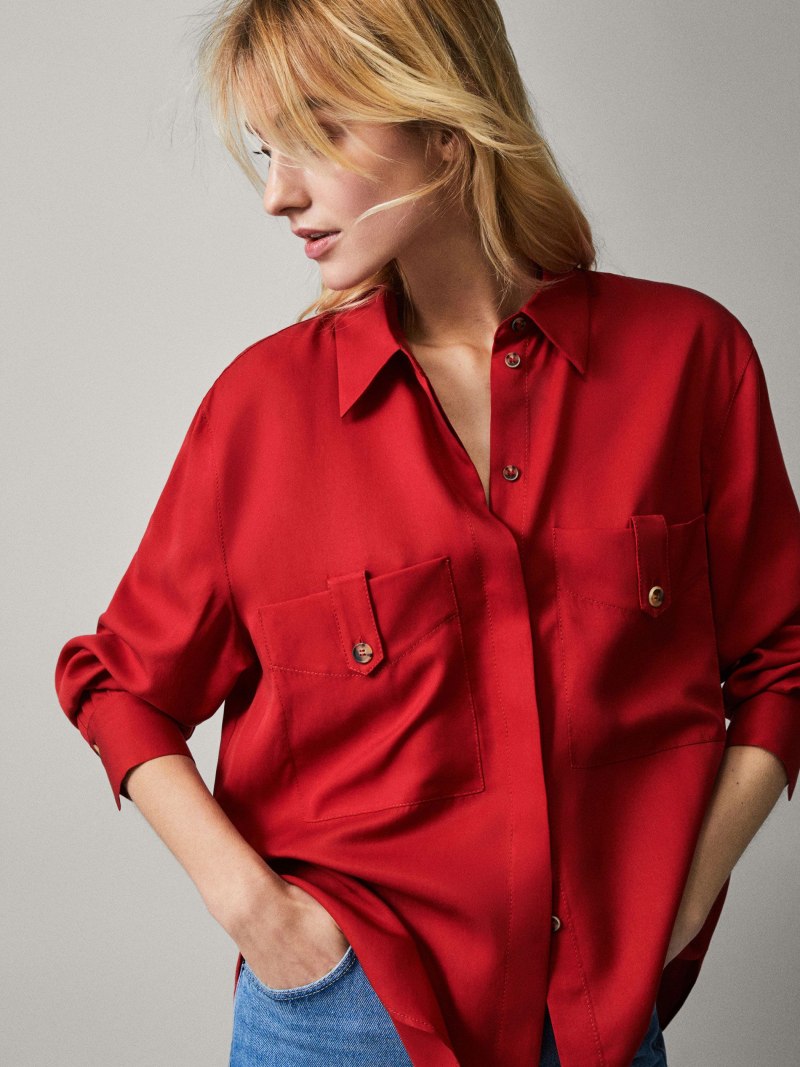 Massimo Dutti блузка красная