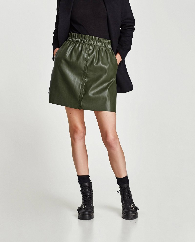 Zara Knit юбка кожаная