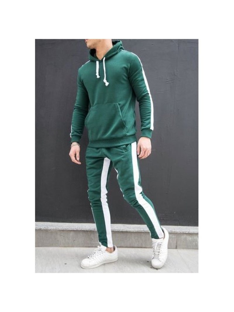 Костюм адидас мужской черный с зеленой полосой