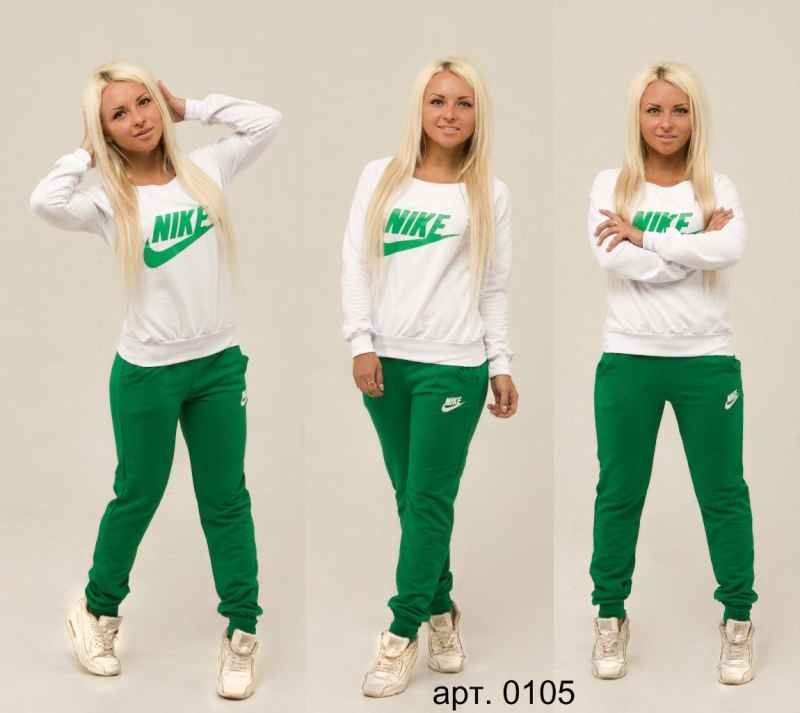 Спортивный женский костюм найк зеленый