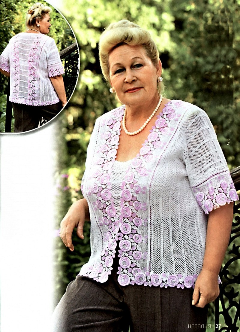 Вязаные летние жакеты для полных