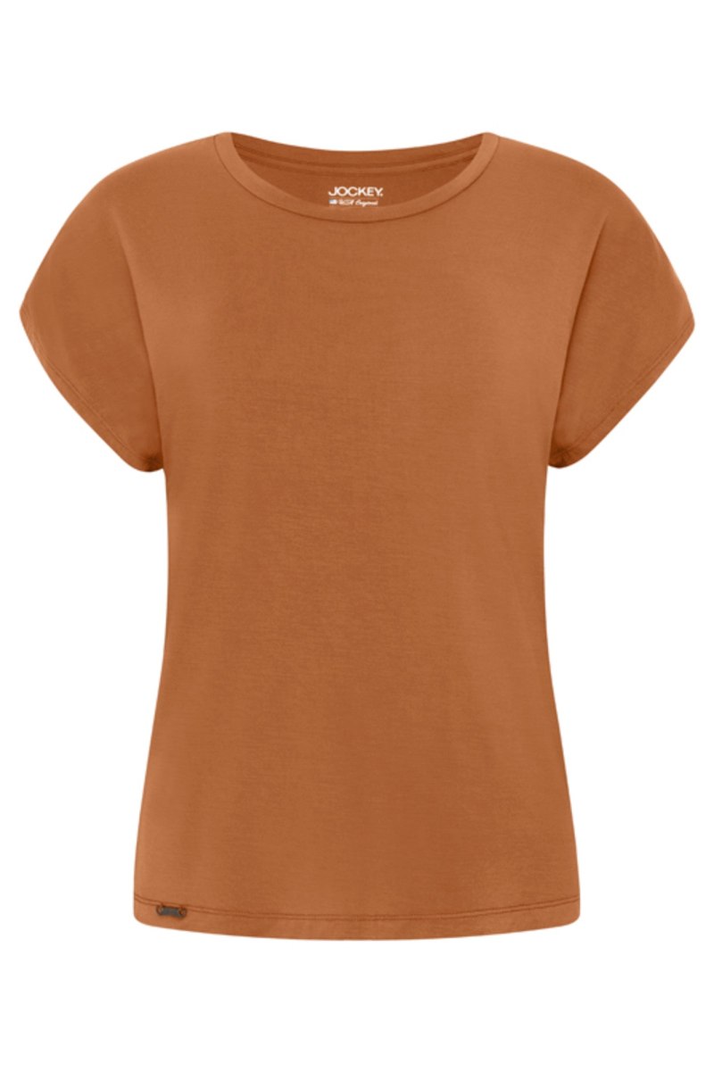 Женская футболка коричневого цвета