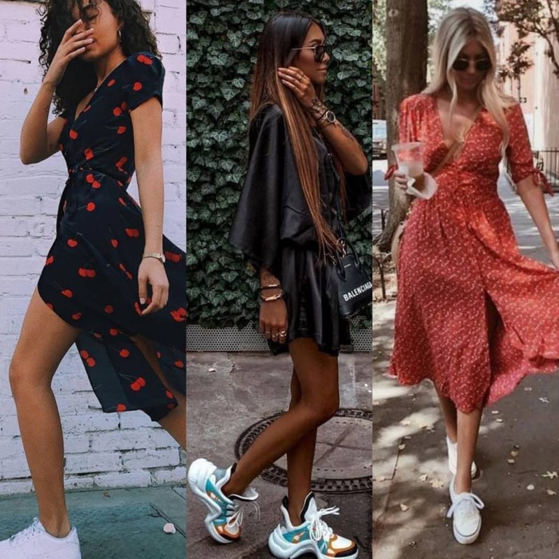 Шифоновое платье с кедами