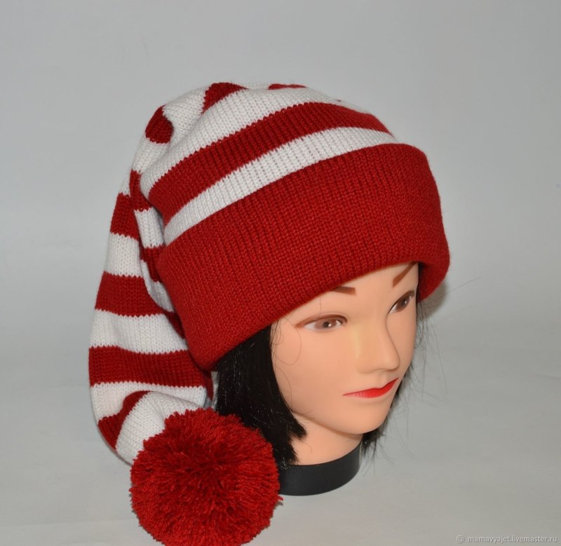 Шапка вязаная полосатая