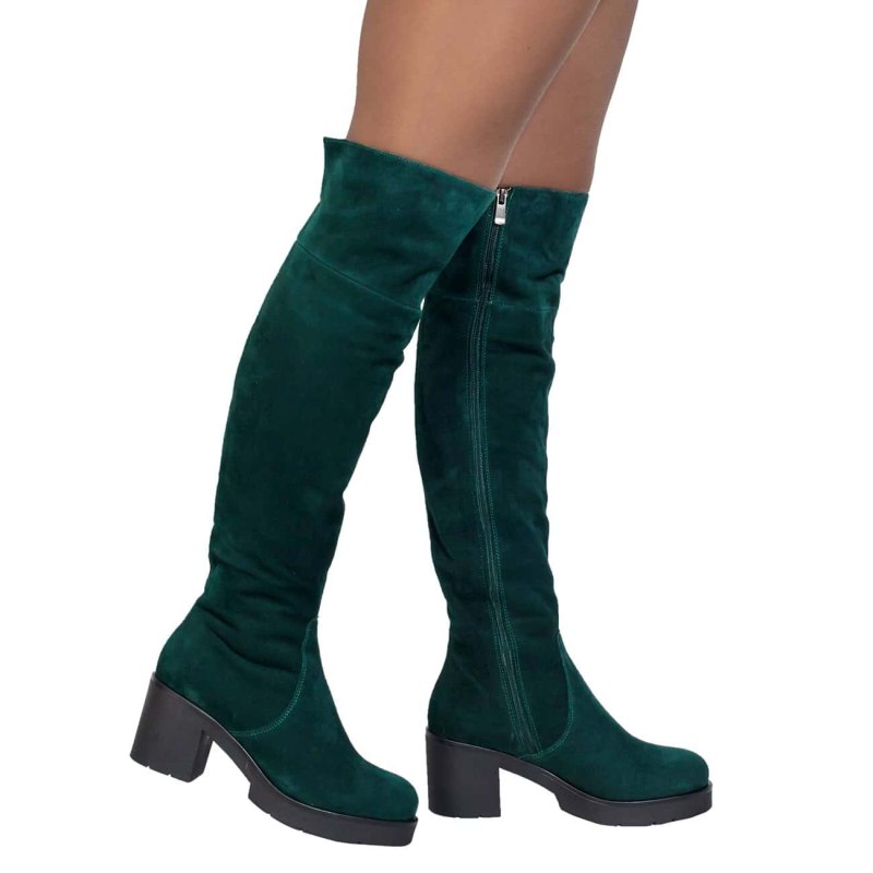 Замшевые сапоги терволина зеленый
