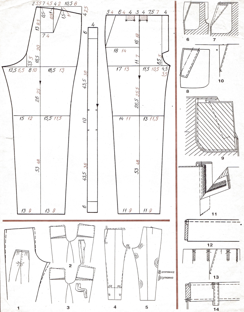 Выкройка мужских брюк 56 размера