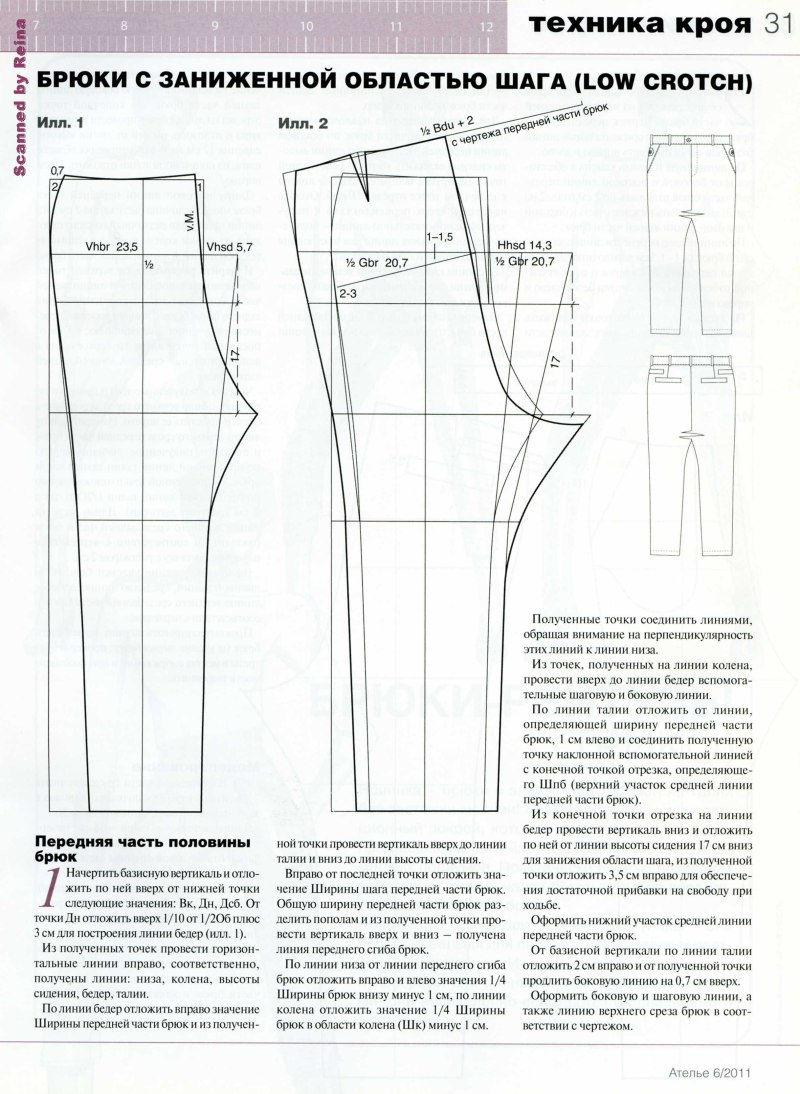 Штаны с низкой мотней выкройка