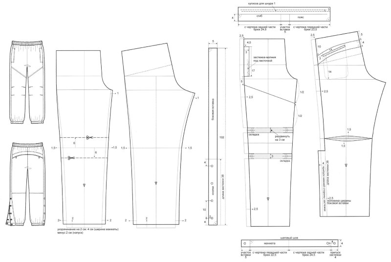 Построение выкройки спортивных штанов мужских
