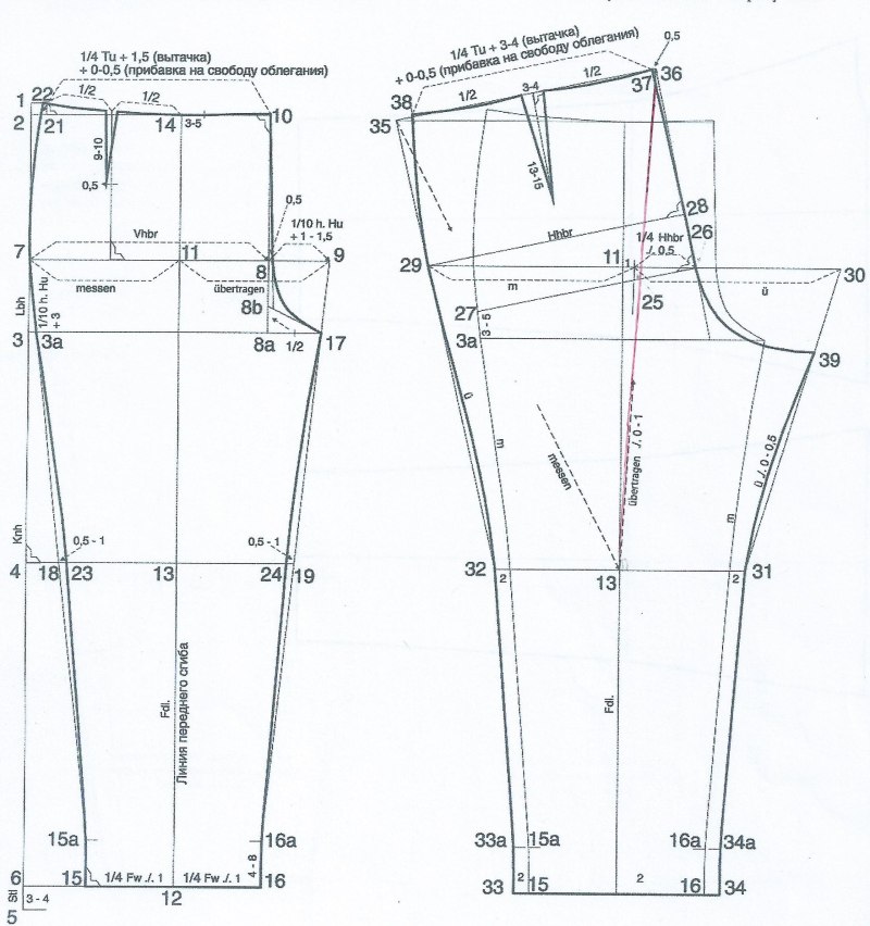 Готовая выкройка женских брюк 56 размера