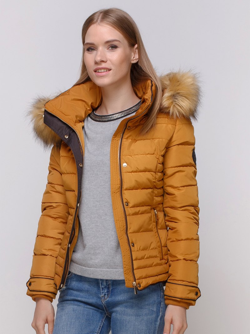 Куртка зимняя горчичного цвета женские