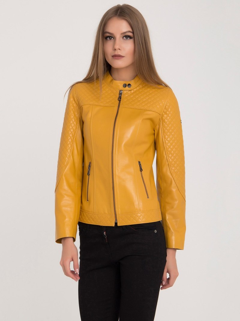 Кожаные куртки горчичного цвета женские