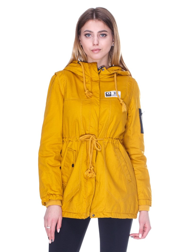Желтая парка женская