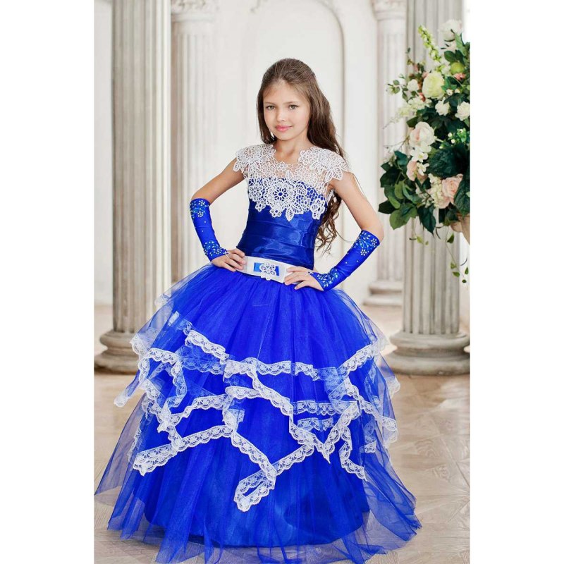 Синее бальное платье