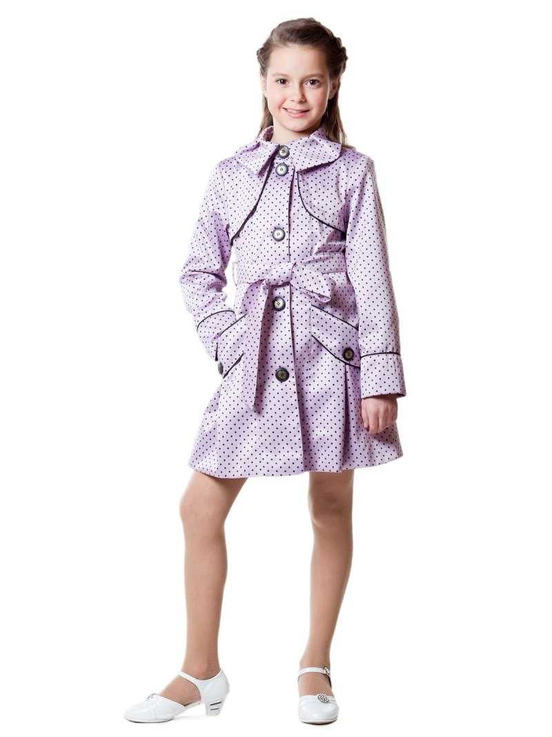 Плащ-куртка рост 95 девочке лиловый в горох