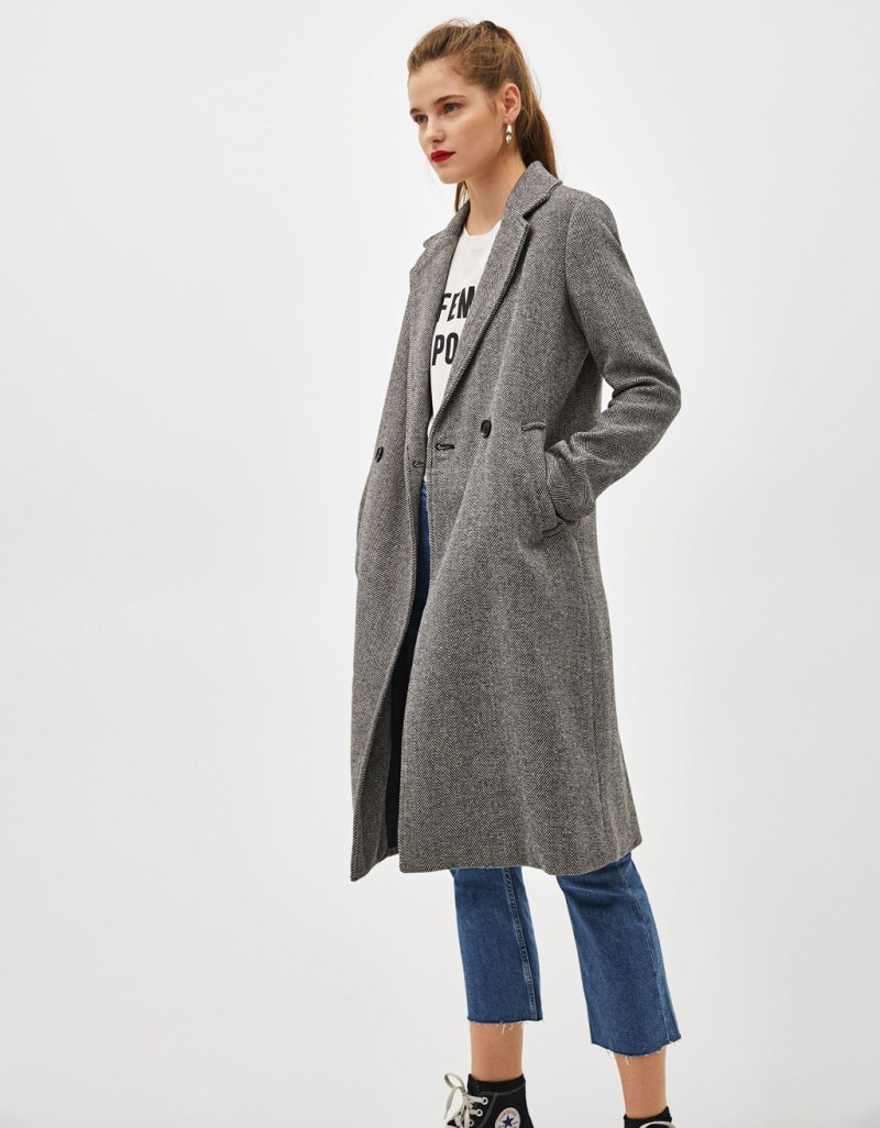 Bershka пальто серое