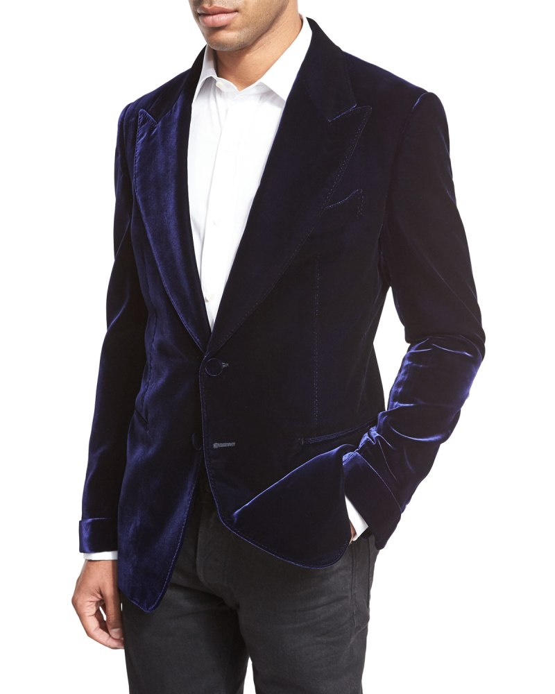 Синий велюровый пиджак