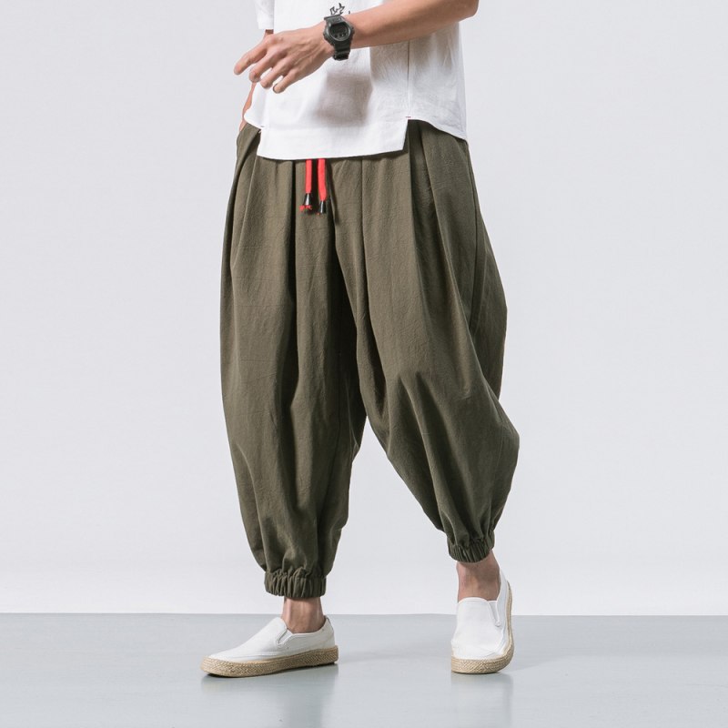 Брюки men Casual Harem Pants Baggy wide Leg trousers