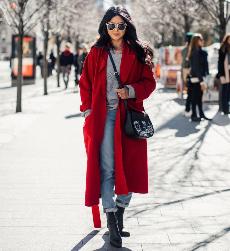 Луки с красным пальто