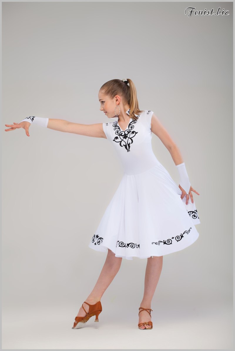 Белое платье для танца для девочки
