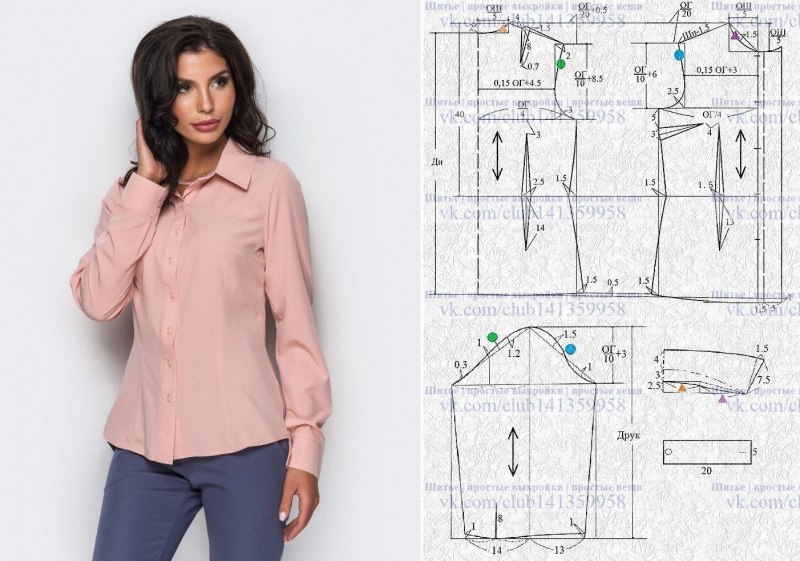Пошив блузки рубашечного покроя