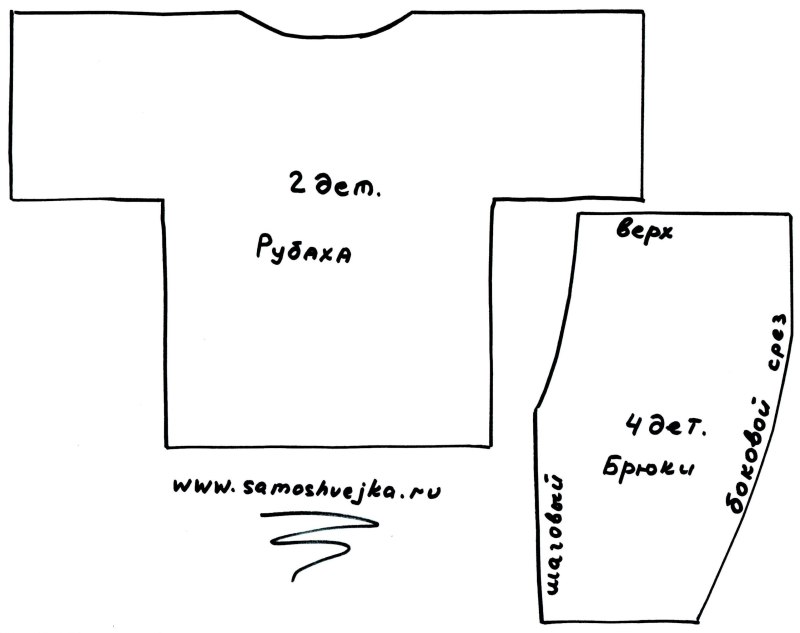 Выкройка рубахи для куклы мальчика