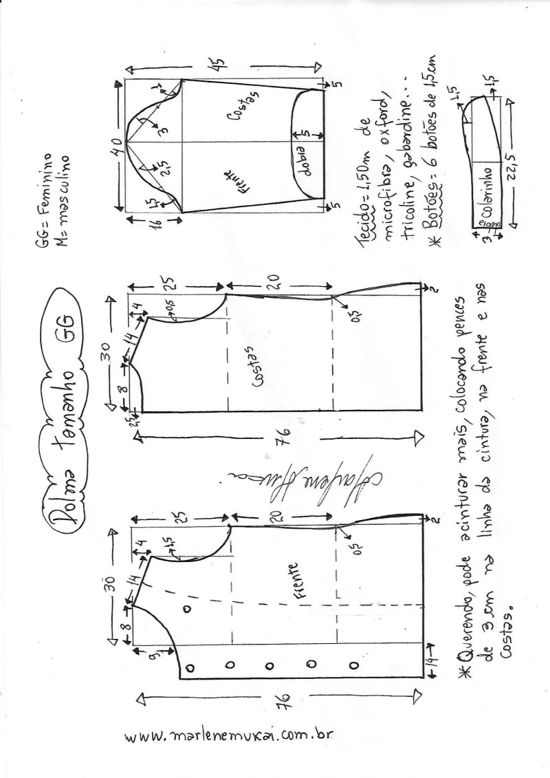 Выкройка женской рубахи 56 размера
