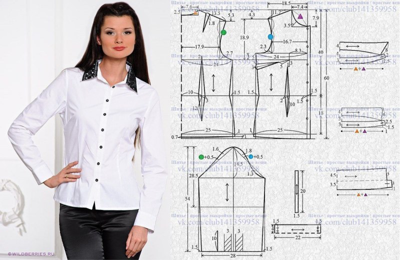 Раскрой женской блузки