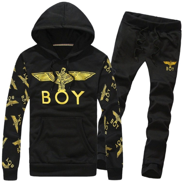 Мужской спортивный костюм черный с золотом