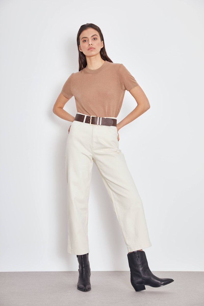 Белые брюки лайм