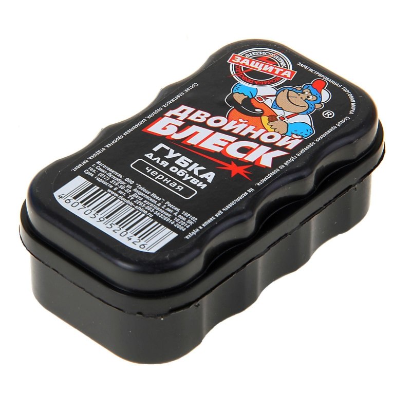 "Двойной блеск" бесцветный/черный" губка для обуви и кожи,