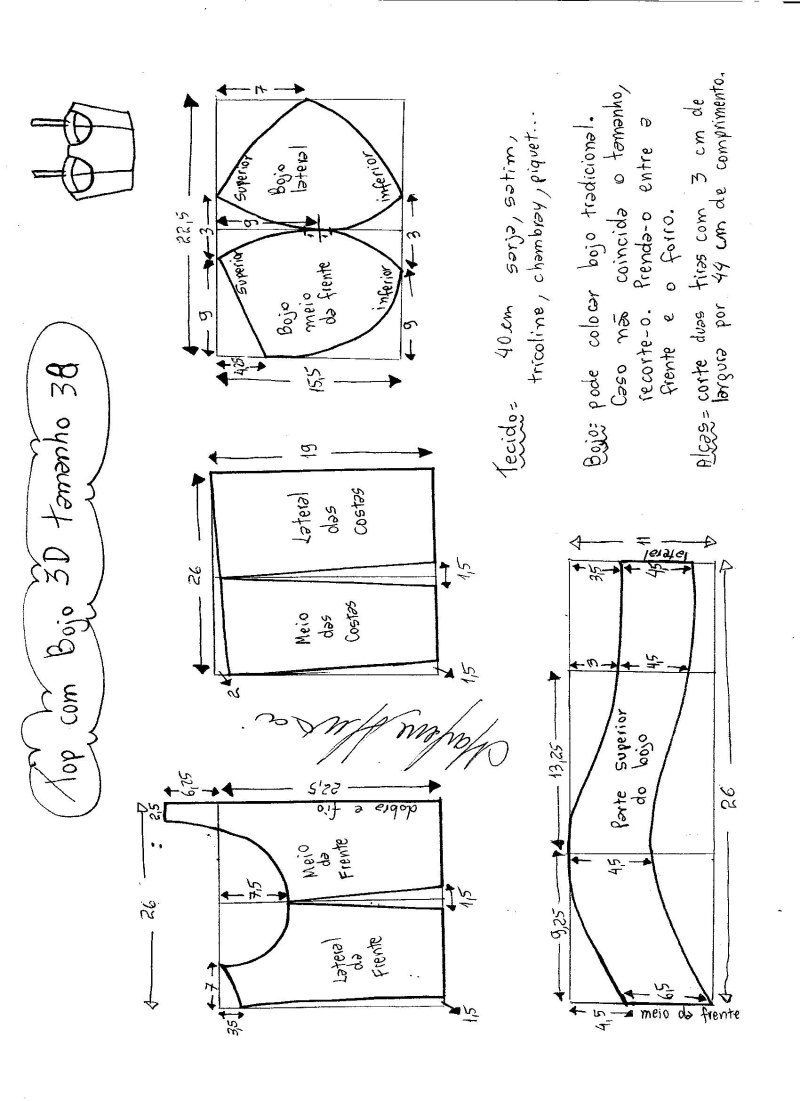 Выкройка корсета с чашечками 42 размер