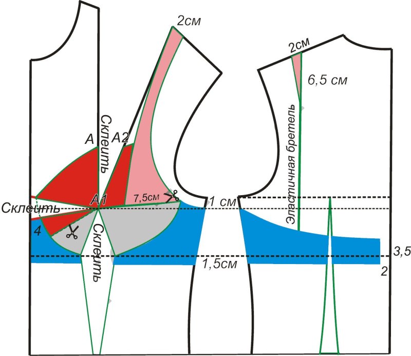 Построение выкройки бюстгальтера
