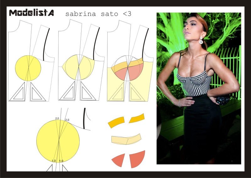 Выкройка корсетов бюстье с отрезной чашкой