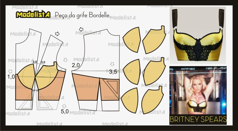Лекало корсета с чашечками